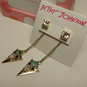 Betsey Johnson two-way dangle drop earrings